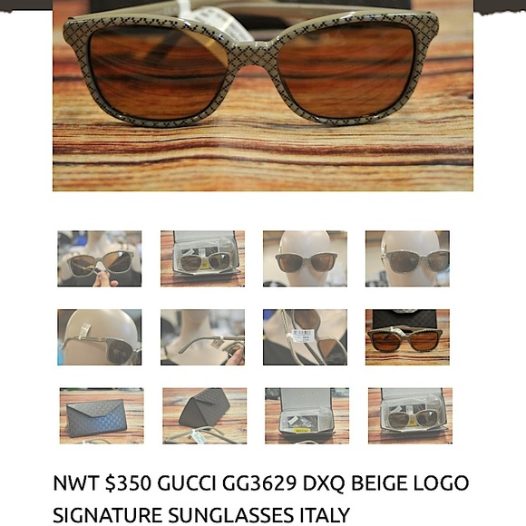New Signature GUCCI Sunglasses for Women interlock Gold Logo AUTHENTIC with case - Picture 3 of 9